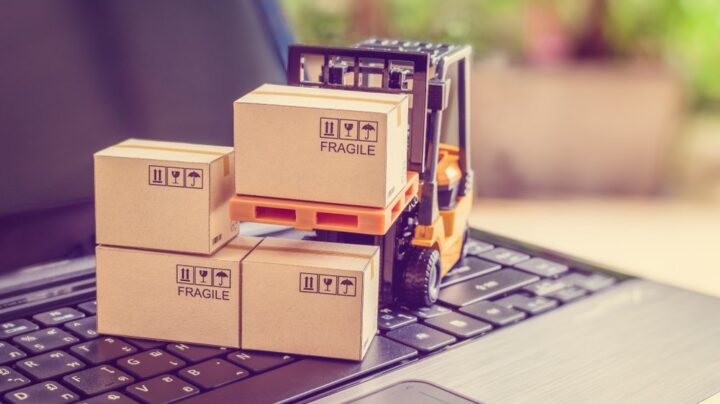 supply boxes on a laptop computer