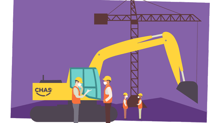 earth mover graphic with contractors and chas logo