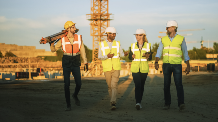 A diverse group of construction workers