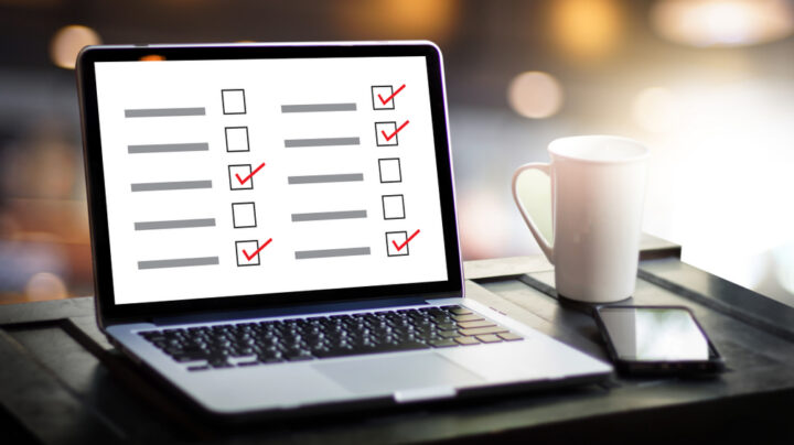 laptop open with checkboxes