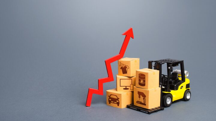 fork lifter with boxes