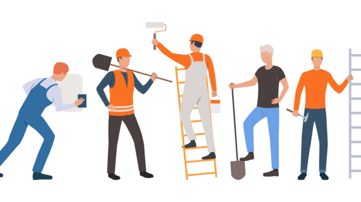 Set,Of,Builders,,Painter,,Plasterer,And,Handymen,Working.,Group,Of