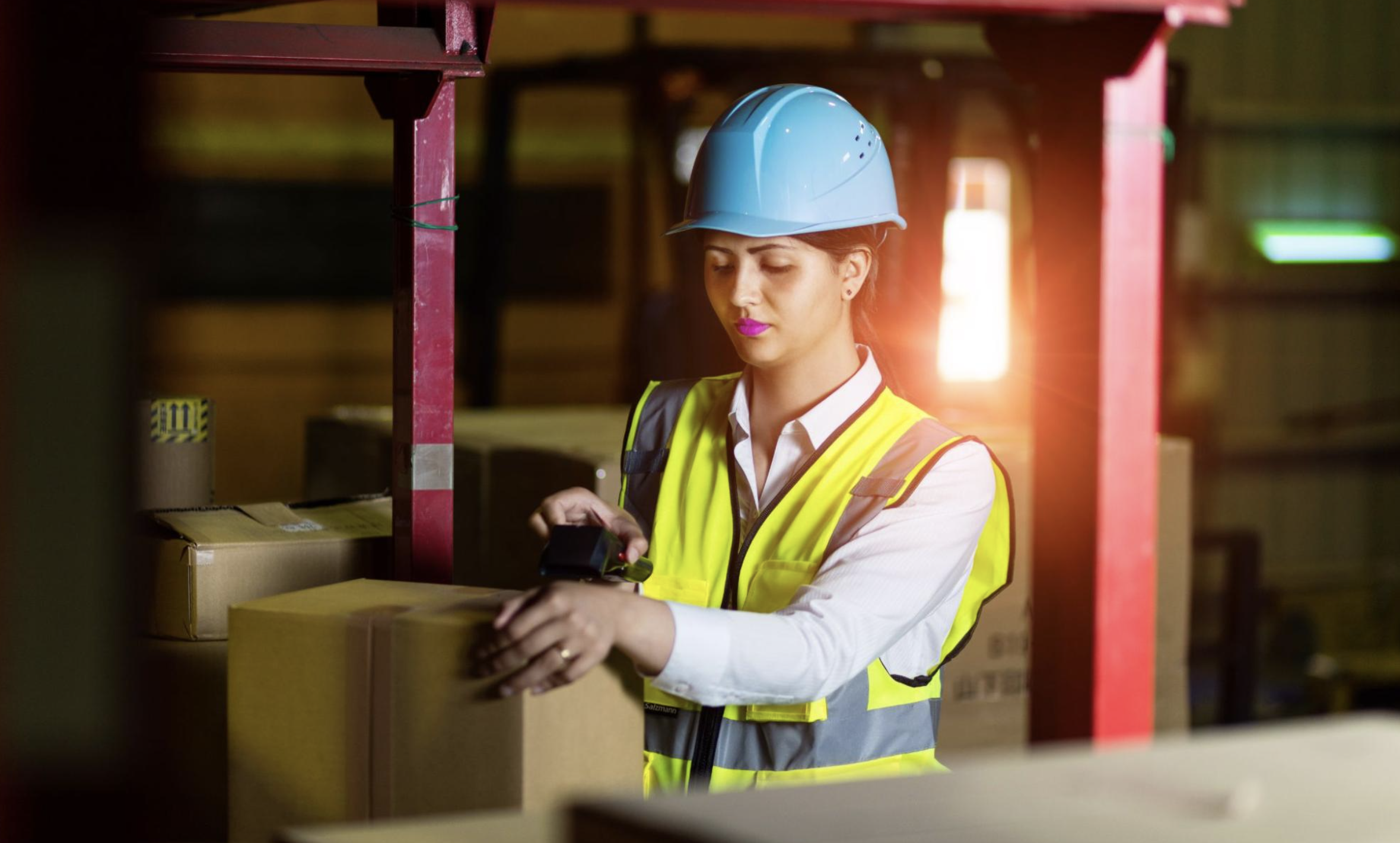 construction worker checking supply chain security