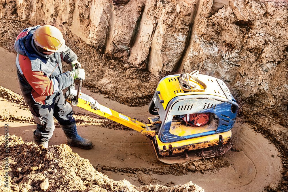 builder at construction site