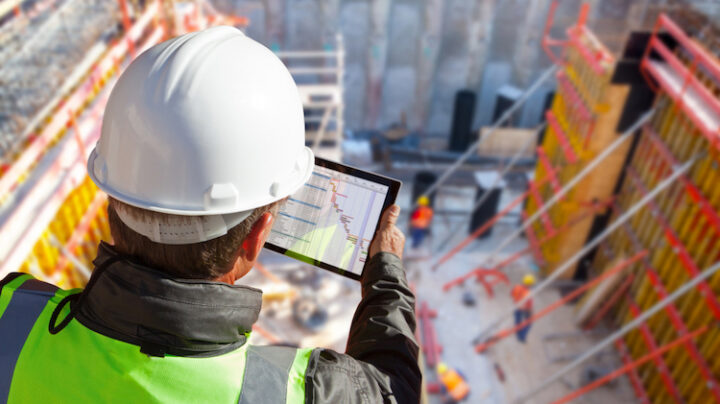 civil engineer architect hardhat on construction