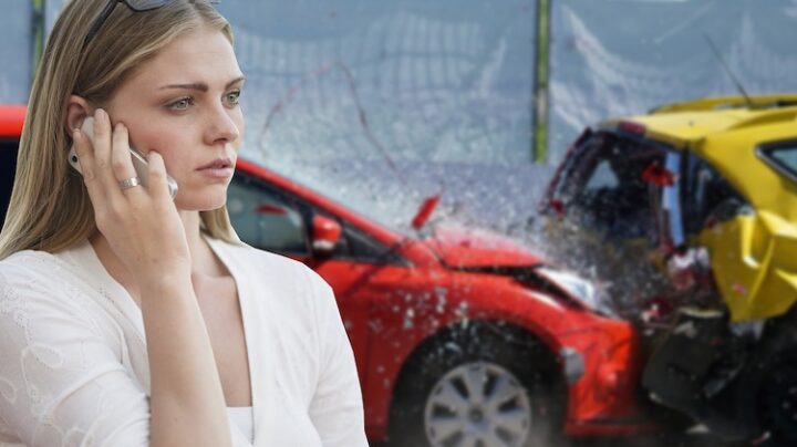 car crash woman calling