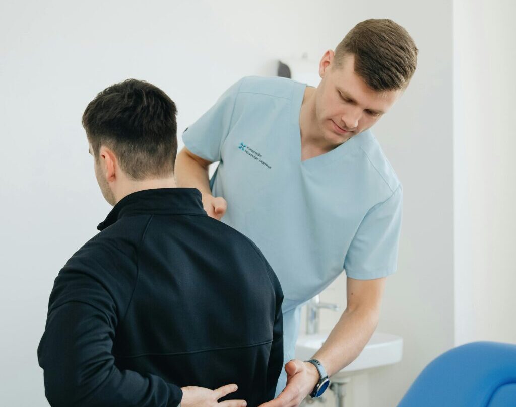 physiotherapist and patient