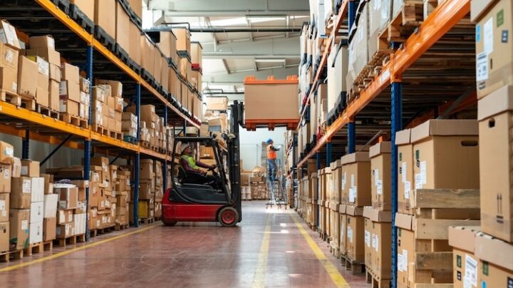 forklift in warehouse